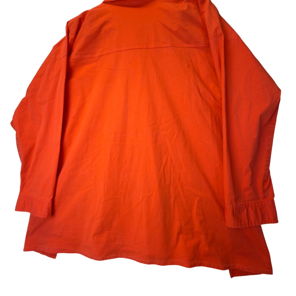 Eileen Fisher Women Orange Organic Cotton Stretch Button Down Shirt XL - Picture 5 of 7